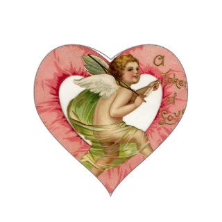 Vintage Angel Cupid Valentine Heart Scrap Stickers