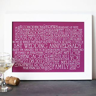 personalised 'wedding anniversary' print by more than words