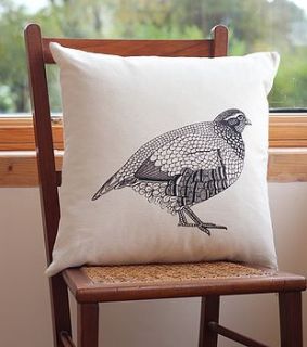 partridge print cushion by bird