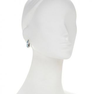 Victoria Wieck 2.4ct Baguette Swiss Blue Topaz Sterling Silver Hoop Earrings
