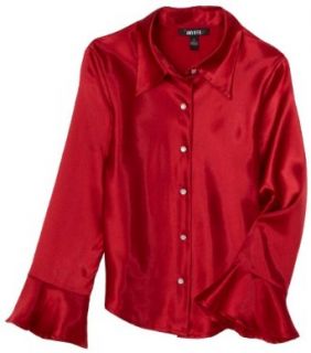 Amy Byer Girls 7 16 Top Bell Sleeve Blouse,Red,Small Clothing