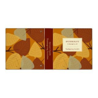 Modern scattered leaves autumn recipe collection 3 ring binders