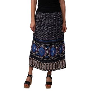Journee Collection Juniors Purple Banded Waist Printed Maxi Skirt
