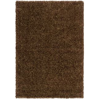 Abstract Woven Brown Luxurious Soft Shag Rug (67 X 96)