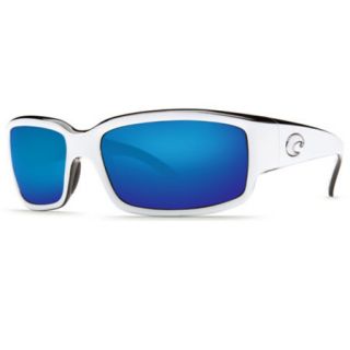 Costa Del Mar Caballito Sunglasses   White/Black Frame Blue Mirror 400G Lens 729737