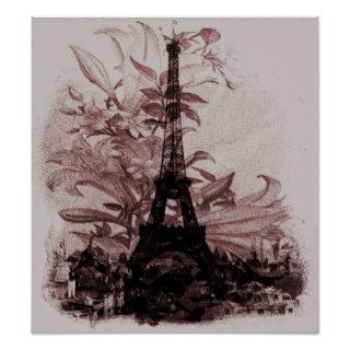 Vintage Flora Paris Eiffel Tower Poster