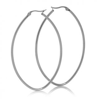 Stately Steel Oval or Round Large Wire Hoop Earrings