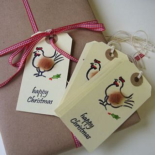 christmas gift tags with hen by penny lindop designs