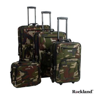 Rockland Deluxe Camouflage 4 piece Expandable Luggage Set