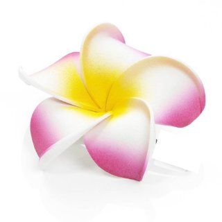 Frangipani   Hawaan Plumeria Hair Flower   Pink Color with Yellow Heart Health & Personal Care