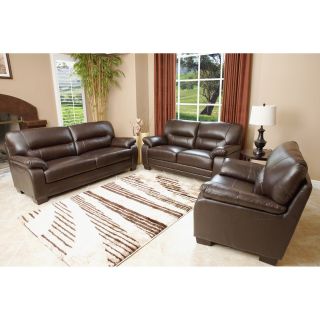 Abbyson Living Wilshire Premium Top grain Leather Sofa, Loveseat, And Chair Set