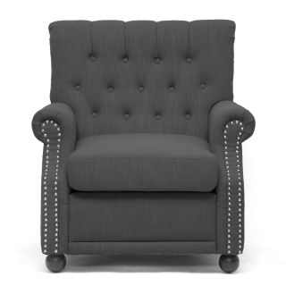 Baxton Studio Moretti Dark Grey Linen Modern Club Chair
