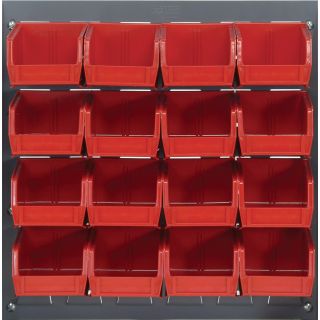 Quantum Storage Louvered Panel with 16 Bins — 18in.L x 19in.H Unit Size, Item# QlP-3619-220-16  Louvered Panel   Rail Systems