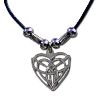 Celtic Heart Earth Spirit Silver Tone Necklace Pendant Women's Men's Jewelry Celtic Leather Cord Jewelry