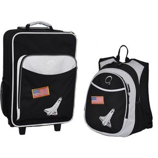 Obersee Kids Space Shuttle 2 piece Backpack And Carry On Upright Luggage Set