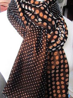petite pois polka hand printed velvet scarf by trisha needham