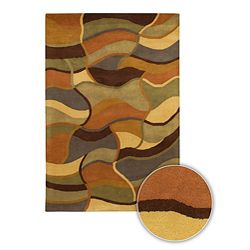 Desaturated Abstract Hand tufted Mandara Contemporary Wool Rug (5 X 76)