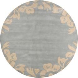 Hand tufted Mandara Blue Floral Wool Area Rug (79 Round)