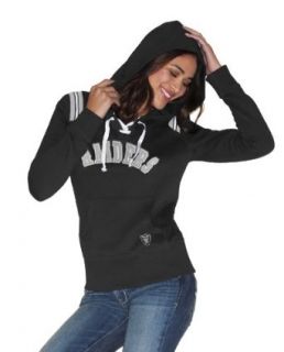 NFL Touch by Alyssa Milano Oakland Raiders Ladies Laced Up Pullover Hoodie   Black (XX Large) Clothing