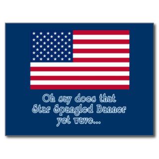 American Flag with Star Spangled Banner Quote Postcard