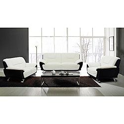European Alicia White/ Black 3 piece Modern Sofa Set