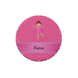Personalized name ballerina pink hearts jelly belly candy tins