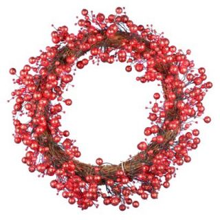 Pre Lit LED Berry Wreath   Red Lights (24)