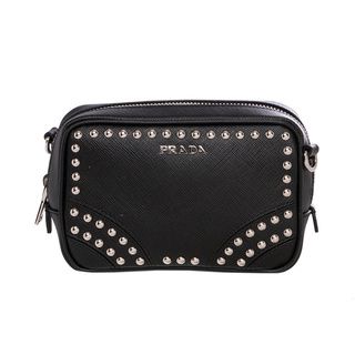 Prada Mini Black Leather Studded Zip Crossbody Bag Prada Designer Handbags