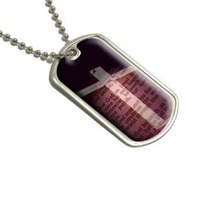 Cross and Bible Verse John 3 16 For God So Loved the World Military Dog Tag Keychain   Automotive Key Chains