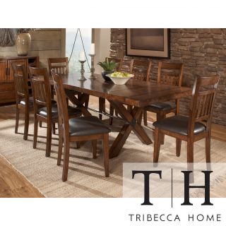 Tribecca Home Tribecca Home Inverness Warm Oak Turnbuckle 9 piece Mission Dining Set Brown Size 9 Piece Sets