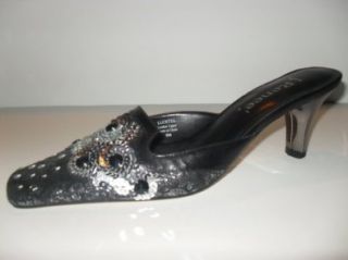 WOMEN'S J. RENEE BLACK AND SILVER MULES (LUCETTA), SIZE 7 M Shoes