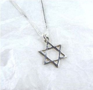 Dainty Sterling Silver Star of David Charm Necklace, 16 Inch Jewelry