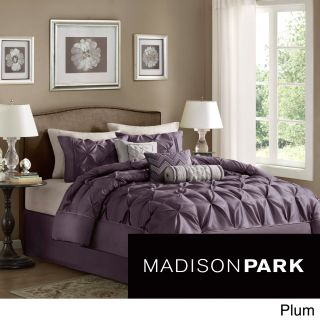 Madison Park Madison Park Vivian Polyester Solid Tufted 7 piece Comforter Set Purple Size King