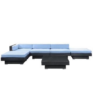 Modway Laguna Outdoor Rattan 6 piece Set In Espresso With Light Blue Cushions Blue Size 6 Piece Sets
