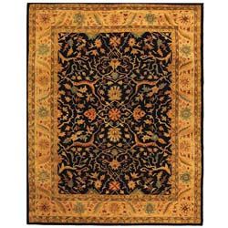 Handmade Mahal Black/ Beige Wool Rug (76 X 96)