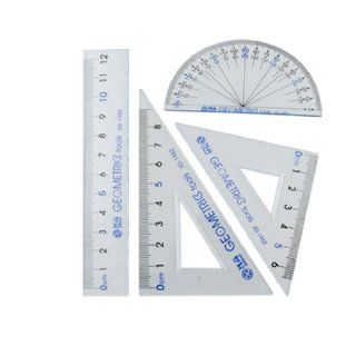 Clear Blue Plastic Protractor Set Square 12cm Straight Ruler  Office And School Rulers 