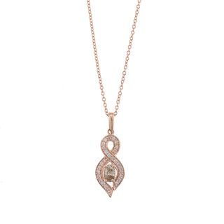 14k Pink Gold 3/8ct TDW Champagne and White Diamond Necklace (G H, I2) Diamond Necklaces