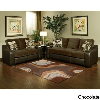 Furniture Of America Ambrosio 2 Piece Bicast Leather Base Sofa And Loveseat With Suede Upholstery