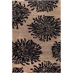 Hand tufted Contemporary Black Amiens New Zealand Wool Abstract Rug ( 9 X 13 )