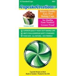 Cupcake Creations Green Swirls Standard Baking Cups (pack Of 32)