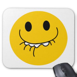 Suppressed laughing yellow smiley face mouse pads