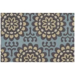 Amy Butler Blue Floral Hand tufted New Zealand Wool Area Rug (5 X 76)