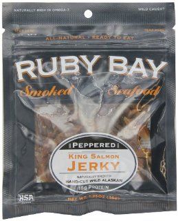Ruby Bay Wild Salmon Jerky, Pepper, 1.25 Ounce  Bay Leaf Spices And Herbs  Grocery & Gourmet Food
