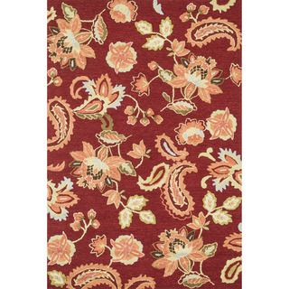 Hand hooked Peony Red Rug (36 X 56)