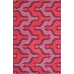 Aimee Wilder Hand tufted Red Courland Geometric Wool Rug (33 X 53)