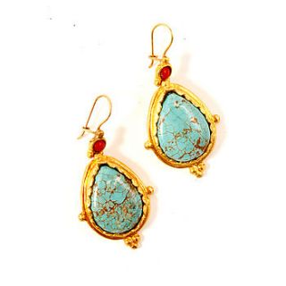 ottoman gold and natural turquoise earrings by lemonlu london
