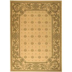 Geometric Indoor/outdoor Beaches Natural/olive Rug (53 X 77)