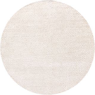 Handwoven White Mandara New Zealand Wool Rug (79 Round)