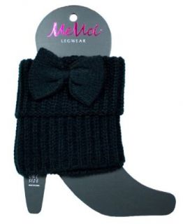 Memoi Black Bow Knitted Leg Warmer  Boot Cuff Topper By Levant Clothing