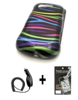 BUNDLE Samsung S425G SGh 425G Rhasta Zebra Multi Color + MIRROR LCD + CAR CHARGER Gloss Case Skin Cover Faceplate Mobile Phone Accessory Cell Phones & Accessories